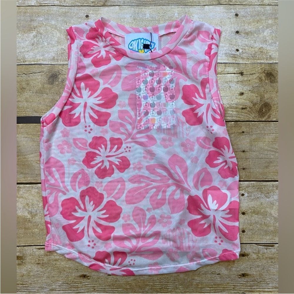 NWT omighty hibiscus mesh baby tank top in pink size s